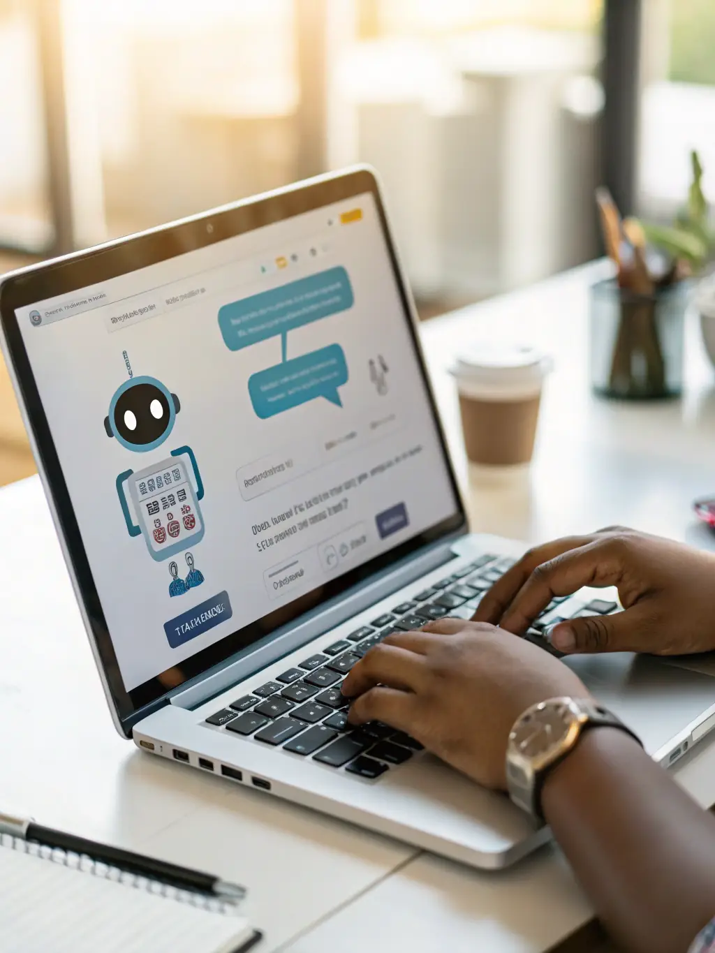 A screenshot of a chatbot interface on a website, showing a conversation with a customer and options for quick assistance.