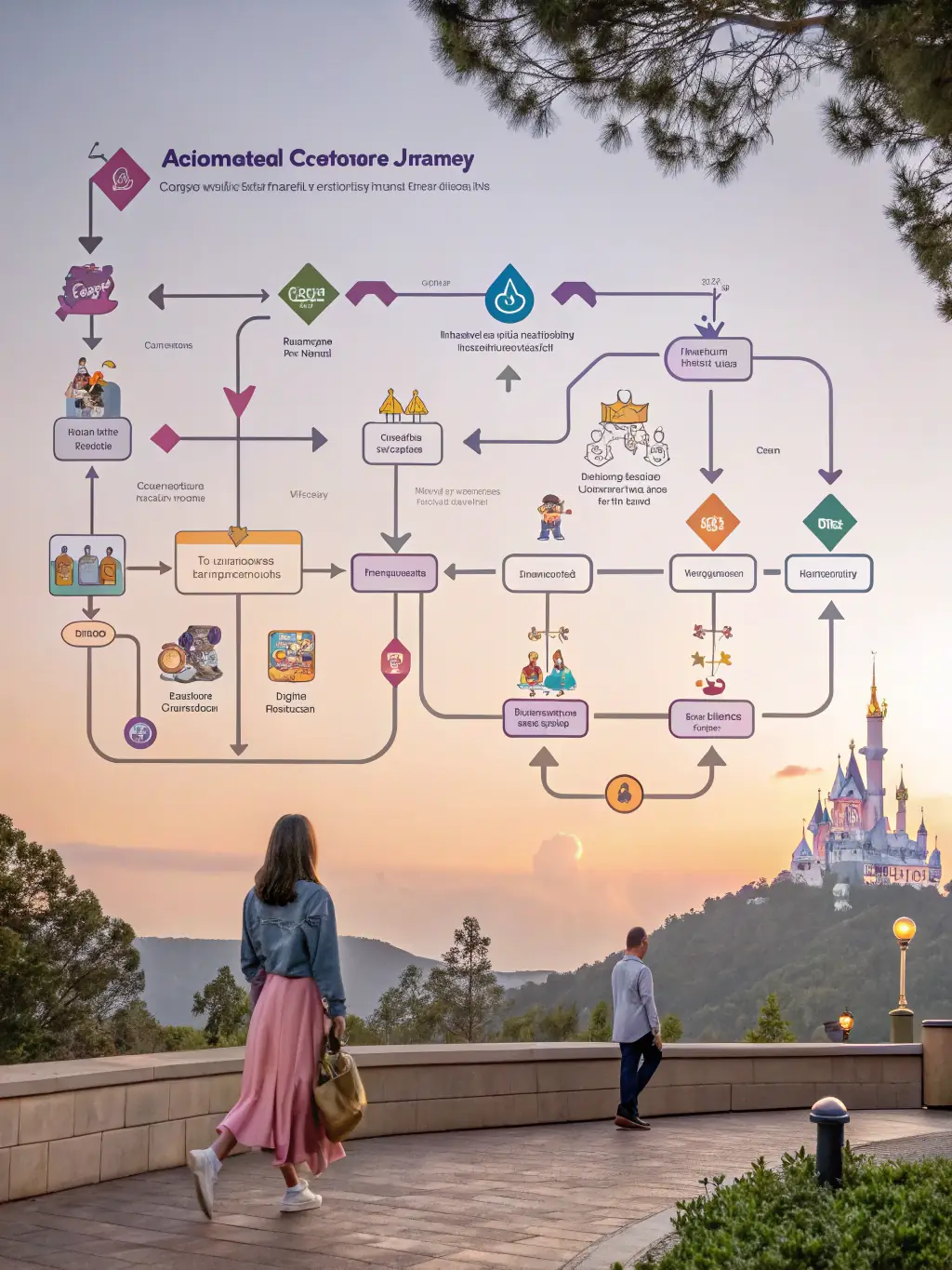 A creative visual representing personalized customer journeys, illustrating how Flycage nurtures leads through tailored content and engagement.