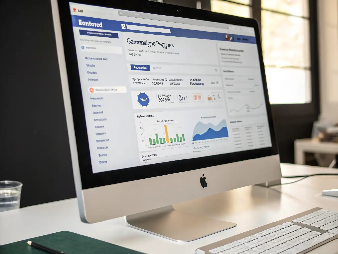 An image depicting a targeted ad campaign setup on Facebook Ads Manager, highlighting audience selection, budget allocation, and ad creative preview.