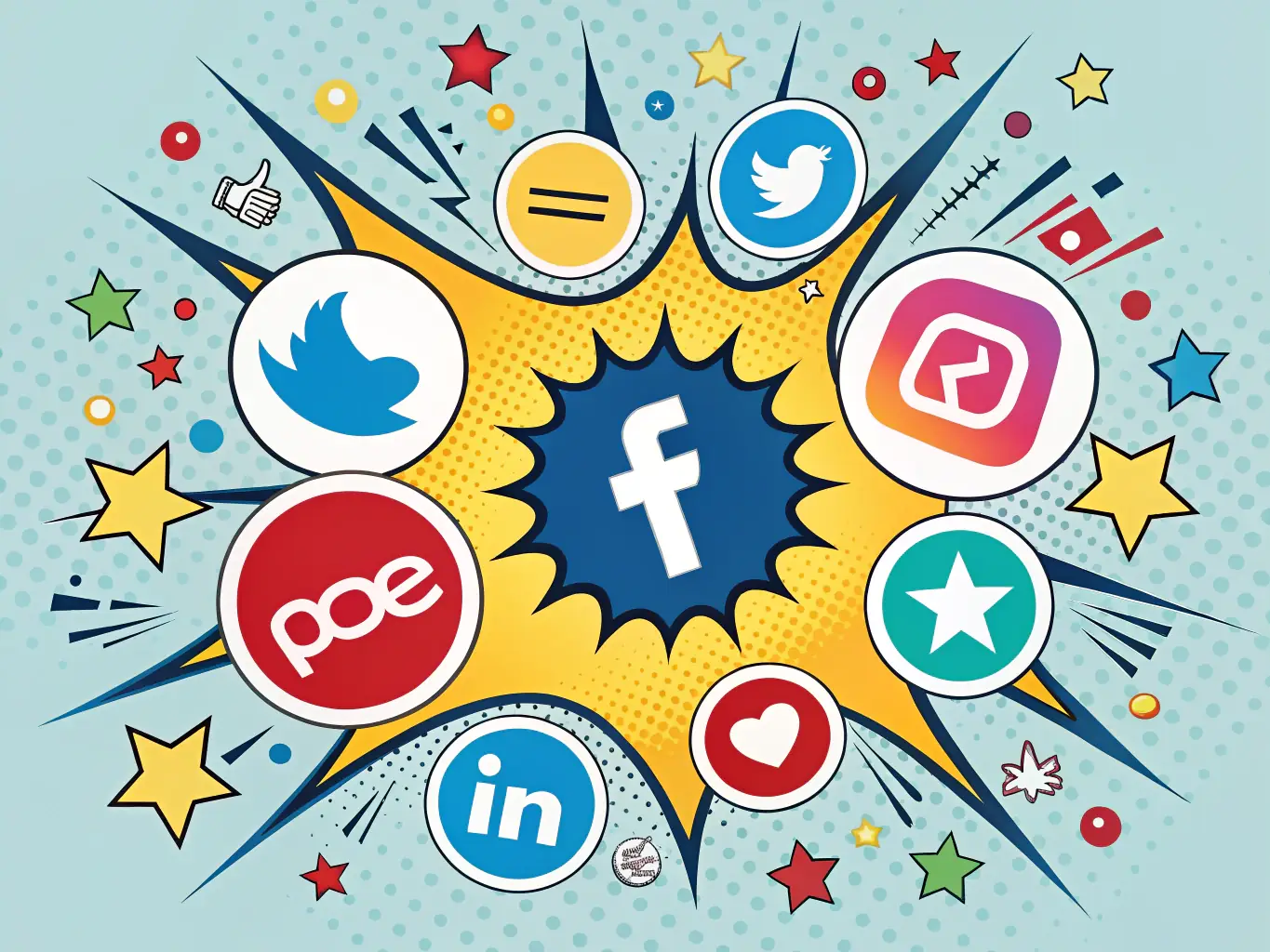 A graphic illustration showing targeted advertising campaigns across various social media platforms (Facebook, Instagram, TikTok, LinkedIn, YouTube).